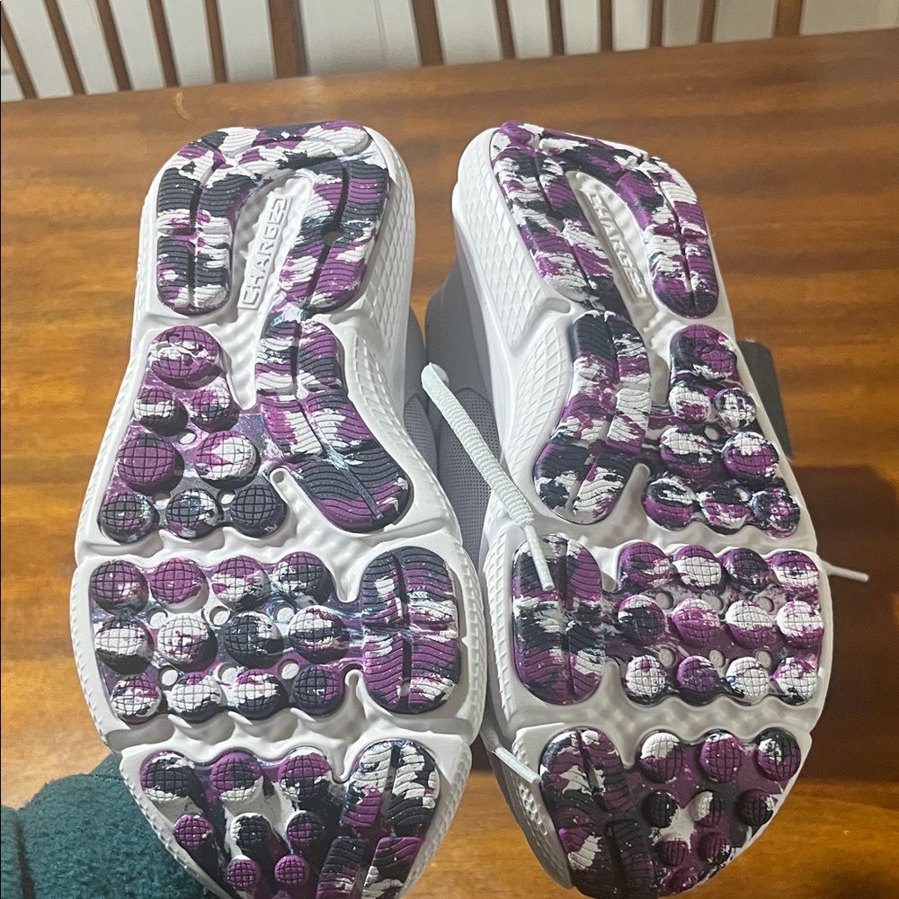 Under Armour W Charged Assert 10 Grey  and Purple Athletic Shoes - Picture 3 of 4